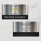 Real-Anwesen-Logo | Metallic Black Visitenkarte (Vorne/Hinten)