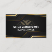 Real-Anwesen-Logo | Metallic Gold Geometric Black Visitenkarte (Vorderseite)
