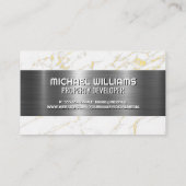 Real-Anwesen-Logo | Metallischer Marmor Visitenkarte (Rückseite)
