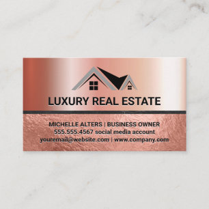 Real-Anwesen-Logo Rose Gold Foil Luxus Visitenkarte