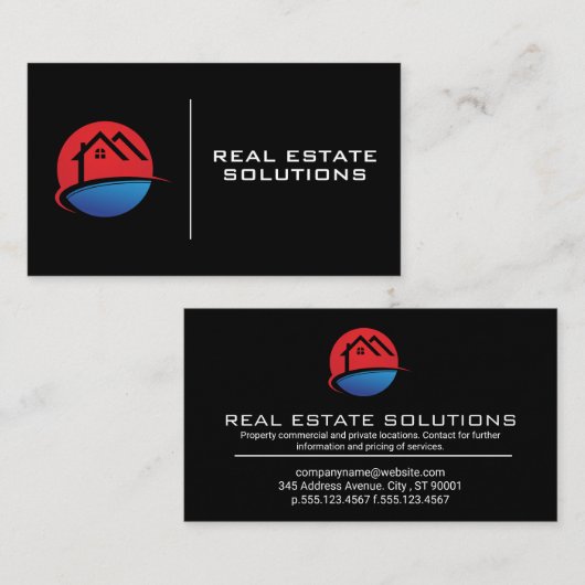 Real-Anwesen-Logo | Schwarz Visitenkarte (Vorne/Hinten)