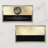 Real Anwesen Logo Sequin Gold Metallic Visitenkarte (Vorne/Hinten)