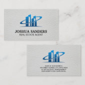 Real-Anwesen-Logo | Weißes Leder Visitenkarte (Vorne/Hinten)