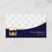 Real Anwesen Luxury Quilted Modern Navy Gold Agent Visitenkarte (Vorderseite)