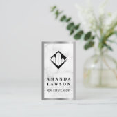Real Anwesen | Marmor | Silver Metallic Border Terminkarte (Stehend Vorderseite)