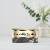 Real Anwesen Metal Gold Logo | Marmor Visitenkarte (Stehend Vorderseite)