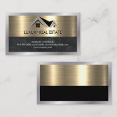 Real Anwesen | Metallische Gold-Marmor-Visitenkart Visitenkarte (Vorne/Hinten)