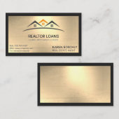 Real Anwesen | Metallischer Hintergrund mit Grenze Visitenkarte (Vorne/Hinten)