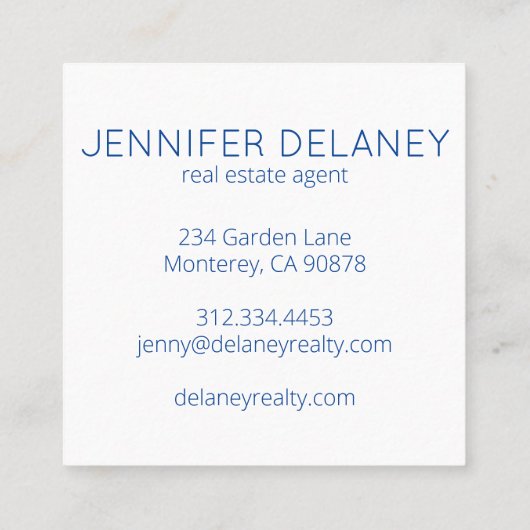 Real Anwesen Modern Beach Waves Birds Sunset Foto Quadratische Visitenkarte (Rückseite)