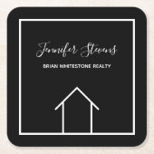 Real Anwesen Modern Black Custom Open House Rechteckiger Pappuntersetzer (Vorderseite)