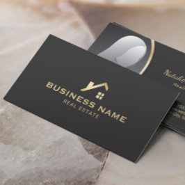 Real Anwesen Modern Gold House Logo Realtor Foto Visitenkarte