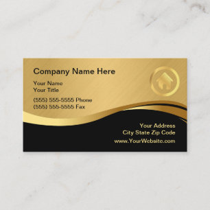 Real Anwesen Modern House Logo Black & Gold Visitenkarte