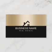 Real Anwesen Modern House Logo Black & Gold Visitenkarte (Vorderseite)