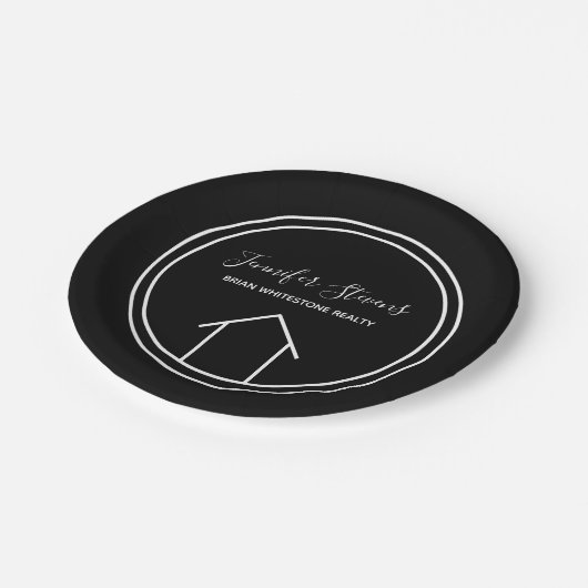 Real Anwesen Modern Open House Custom Black Pappteller (Schrägansicht)