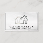 Real Anwesen Modern Silber Logo Visitenkarte (Vorderseite)