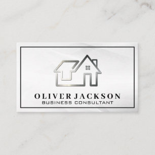 Real Anwesen Modern Silber Logo Visitenkarte