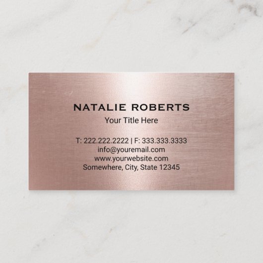 Real Anwesen Moderne Rose Gold Key Realtor Visitenkarte (Rückseite)