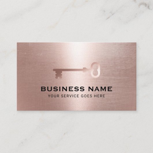 Real Anwesen Moderne Rose Gold Key Realtor Visitenkarte (Vorderseite)