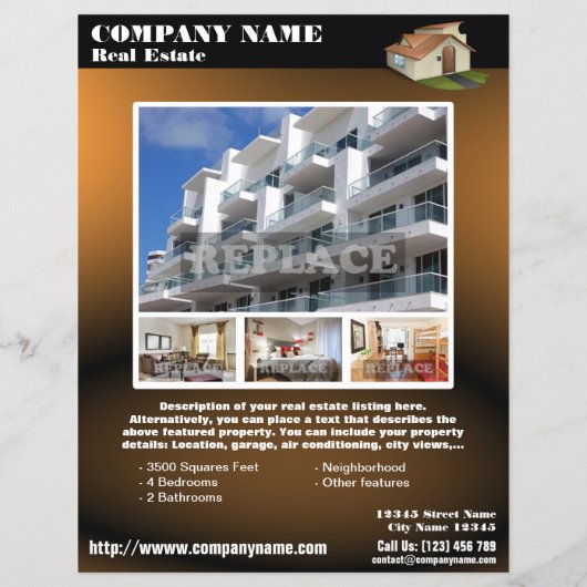 Real Anwesen - Moderner QR-Code-Flyer - braun (QR4 Flyer (Hinten)