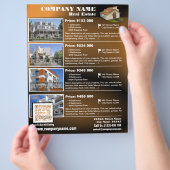 Real Anwesen - Moderner QR-Code-Flyer - braun (QR4 Flyer (Hand)
