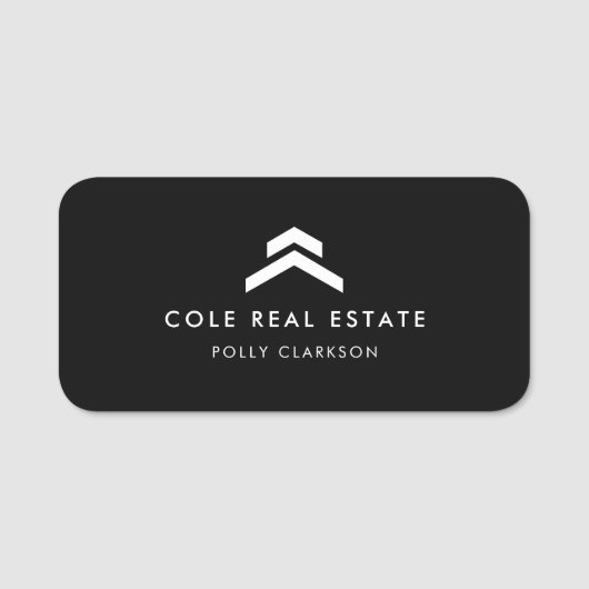 Real Anwesen | Moderner Schwarzer Listing Agent Re Namensschild (Vorderseite)