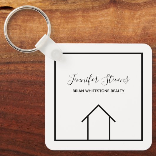Real Anwesen Modernes Personalisiertes Open House Schlüsselanhänger (Vorderseite)
