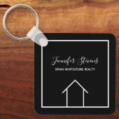 Real Anwesen Modernes Schwarz-weißes Open House Schlüsselanhänger (Vorderseite)