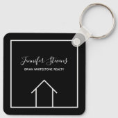 Real Anwesen Modernes Schwarz-weißes Open House Schlüsselanhänger (Rückseite)