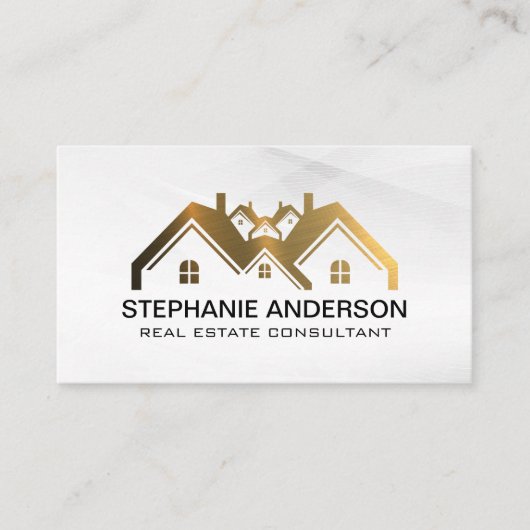 Real Anwesen | Modernes, stilvolles Weiß Visitenkarte (Vorderseite)