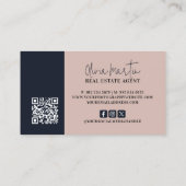 Real Anwesen Navy & Blush Foto Visitenkarte (Rückseite)