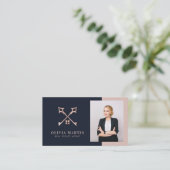Real Anwesen Navy & Blush Foto Visitenkarte (Stehend Vorderseite)
