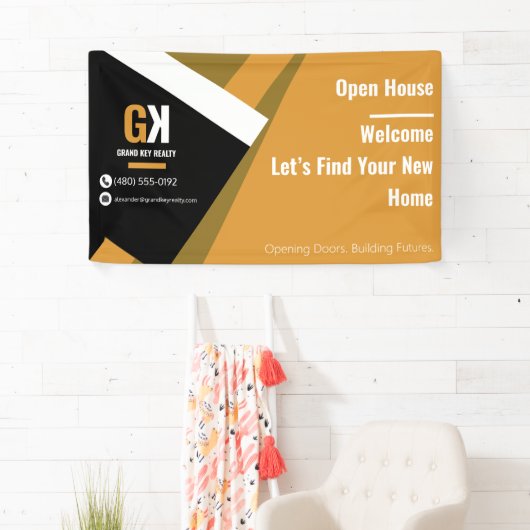 Real Anwesen Open House | Black & Gold Realtor Banner (Insitu)