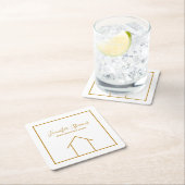 Real Anwesen Open House Custom Chic Gold Weiß Rechteckiger Pappuntersetzer (Vor Ort)