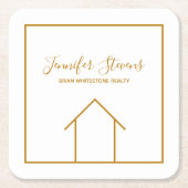 Real Anwesen Open House Custom Chic Gold Weiß Rechteckiger Pappuntersetzer (Vorderseite)