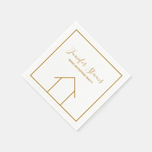 Real Anwesen Open House Custom Chic Gold Weiß Serviette (Ecke)