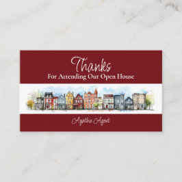 Real Anwesen Open House Danke Burgandy Terminkarte