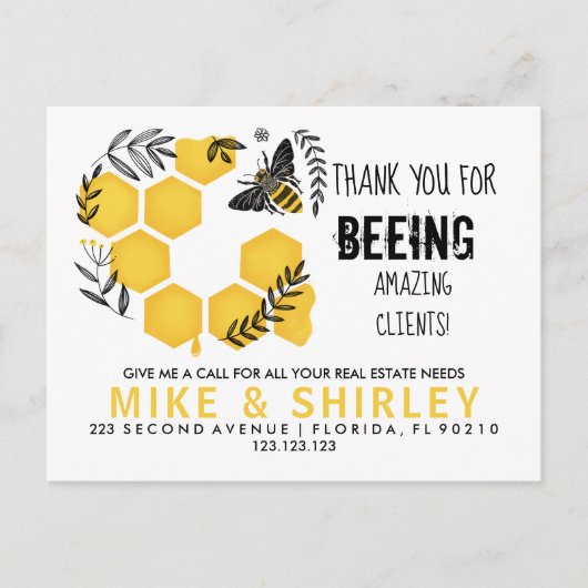 Real Anwesen Open House Honey Bee Pop per Postcard Ankündigungspostkarte (Vorderseite)