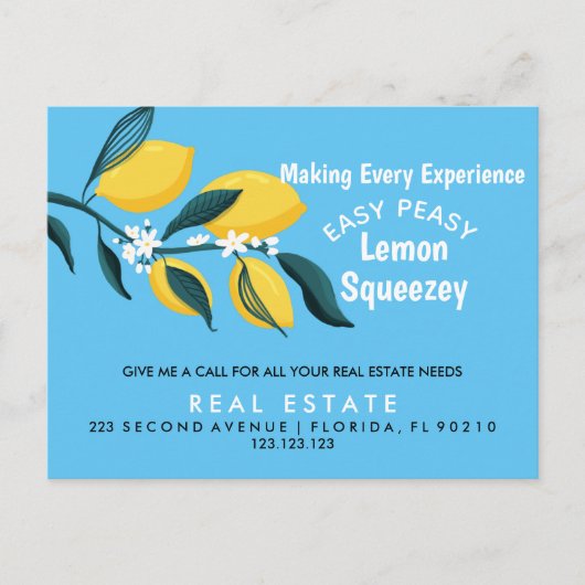 Real Anwesen Open House Lemon Pop per Postkarte (Vorderseite)