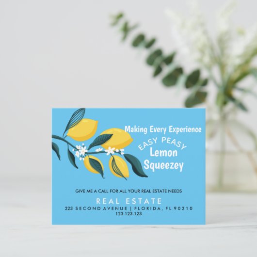 Real Anwesen Open House Lemon Pop per Postkarte (Stehend Vorderseite)