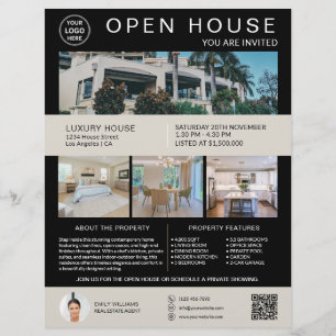 Real Anwesen Open House Logo Foto QR Black Flyer