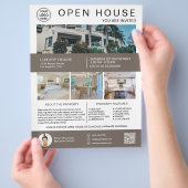 Real Anwesen Open House Logo Foto QR Flyer (Hand)