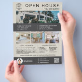 Real Anwesen Open House Logo Foto QR Neutral Flyer (Hand)