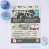 Real Anwesen Open House Logo Foto QR Neutral Flyer (Einzeln)