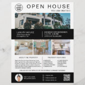Real Anwesen Open House Logo Foto QR Weiß Flyer (Vorne)