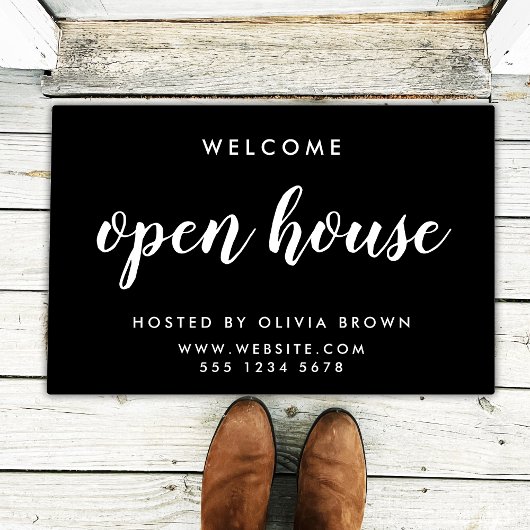 Real Anwesen Open House Property Listing Black Fußmatte