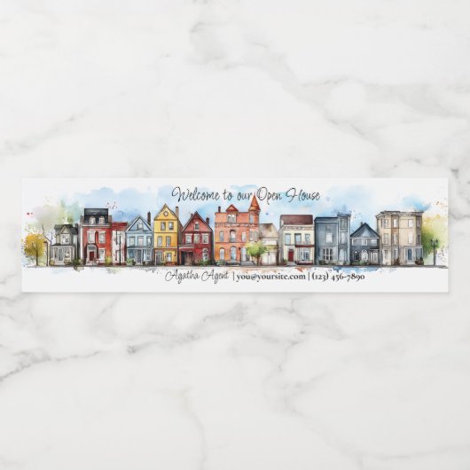 Real Anwesen Open House Wasserflaschenetikett (Einzelnes Label)