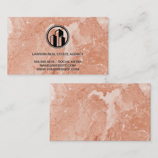 Real Anwesen | orangefarbener Marmor | Klassischer Terminkarte (Vorne/Hinten)