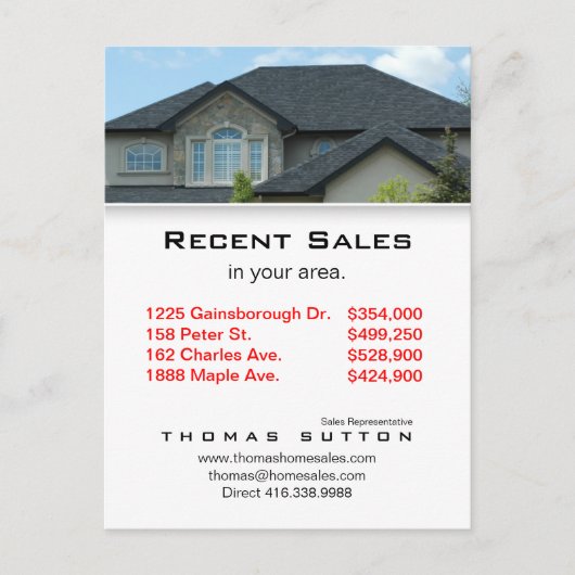 Real Anwesen Postkarten Kürzlicher Verkauf Rooftop (Vorderseite)