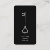 Real Anwesen Realtor Eleganter Black Silver Key Visitenkarte (Vorderseite)