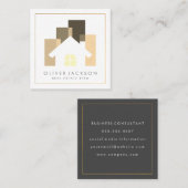 Real Anwesen | Realtor House-Logo Quadratische Visitenkarte (Vorne/Hinten)